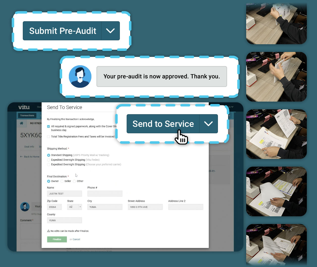 Vitu easy-to-use interface with auto-populated fields